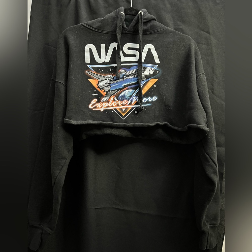 Long sleeve NASA crop hoodie